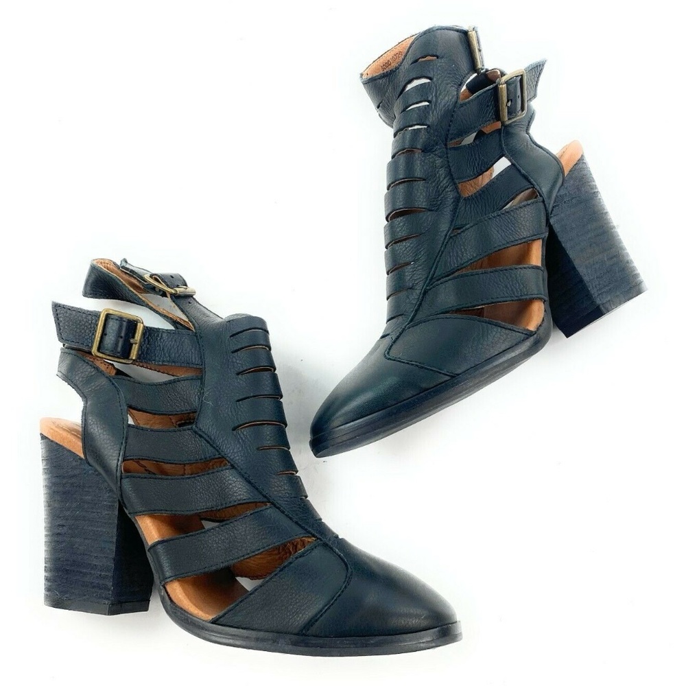 Free People Hayes Black Leather Booties Heeled 38